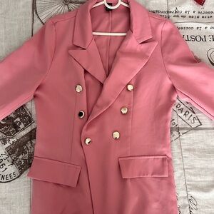 SHEIN Pink Double-Breasted Blazer